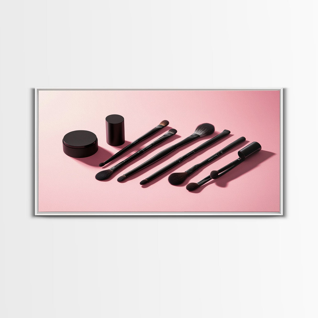 Makeup Brushes Framed Canvas Print - Makeup Wall Art - Preppy Dorm Room Decor - Makeup Painting