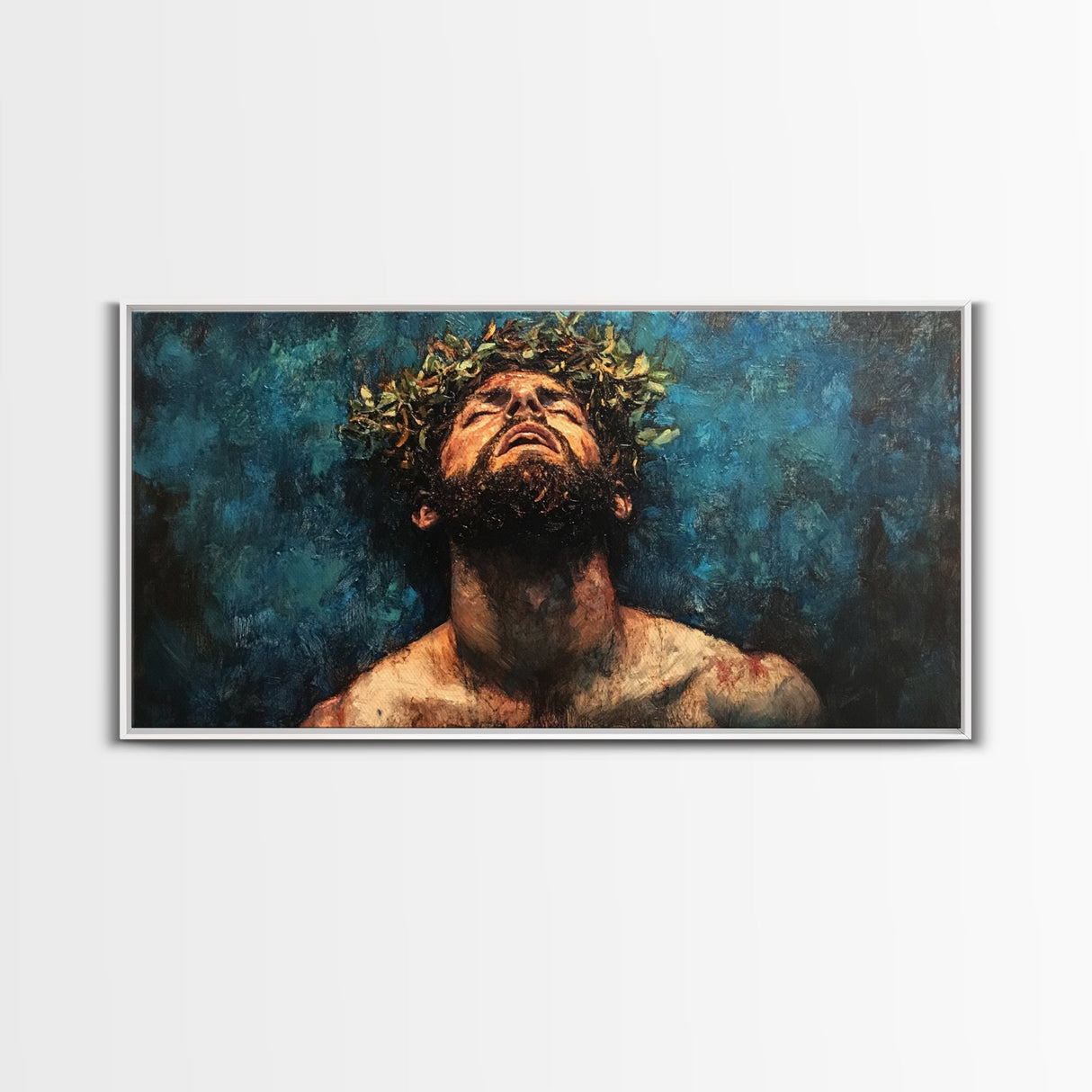 Premium Canvas Jesus Christ Portrait, Canvas Print, Crown of Thorns, Horizontal Wall Art, Christianity Art, Framed Canvas Work, Faith Love Art