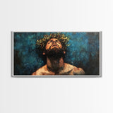 Premium Canvas Jesus Christ Portrait, Canvas Print, Crown of Thorns, Horizontal Wall Art, Christianity Art, Framed Canvas Work, Faith Love Art