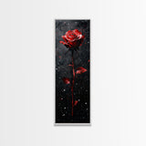 Red Rose Painting Framed Canvas Print, Gothic Art Dark Romance Painting, Tall Skinny Art Bedroom Decor, Moody Art Christmas