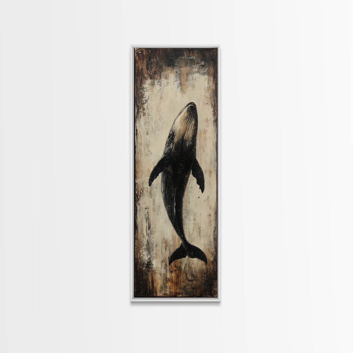 Majestic Whale Painting Framed Canvas Print, Nautical Wall Art, Coastal Decor Living Room Art, Rustic Decor Gift Idea Christmas