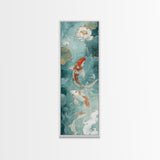 Wabi Sabi Koi Fish Framed Canvas Print, Koi Fish Painting, Elegant Art, Tall Art, Narrow Art, Accent Piece, Japanese Style Art