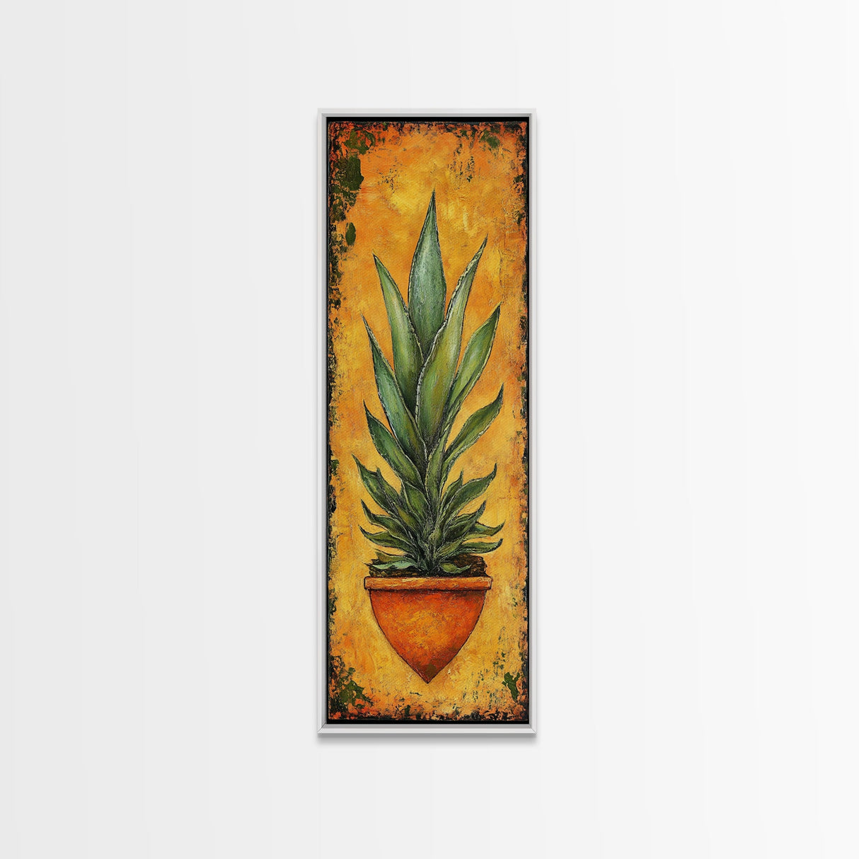 Vibrant Agave in Terra Cotta Framed Canvas Print Rustic Decor Agave Painting Botanical Prints Kitchen Wall Art