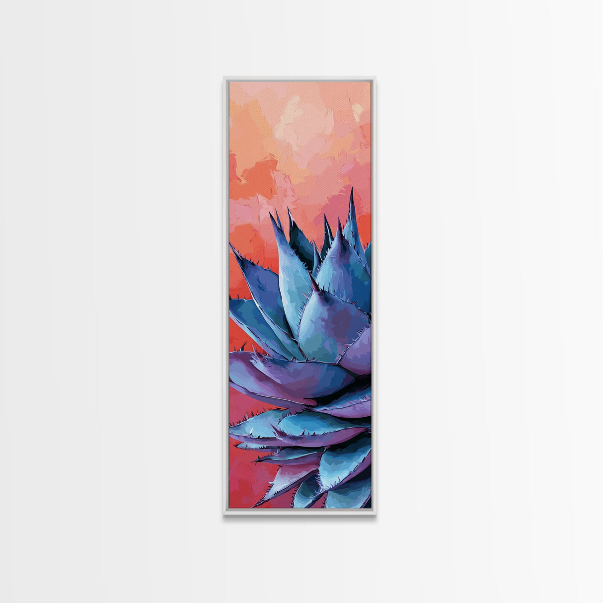 Blue Agave at Sunset Canvas Print Pink Orange Wall Art Coastal Decor Desert Botanical Prints Boho Art Bedroom Decor