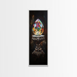 Faceted Crystal on Pedestal Canvas Print Gemstone Painting Sacred Geometry Art Original Artwork Above Couch Decor