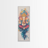 Ganesh wall art spiritual framed canvas print, Hindu god art, vibrant festival decor, meditation room art, sacred Indian home decor