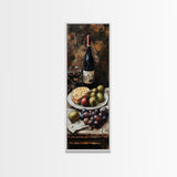 Framed Canvas Print Wine Cheese Fruit Kitchen Painting Rustic Wall Art Farmhouse Decor Food Review Kitchen Art