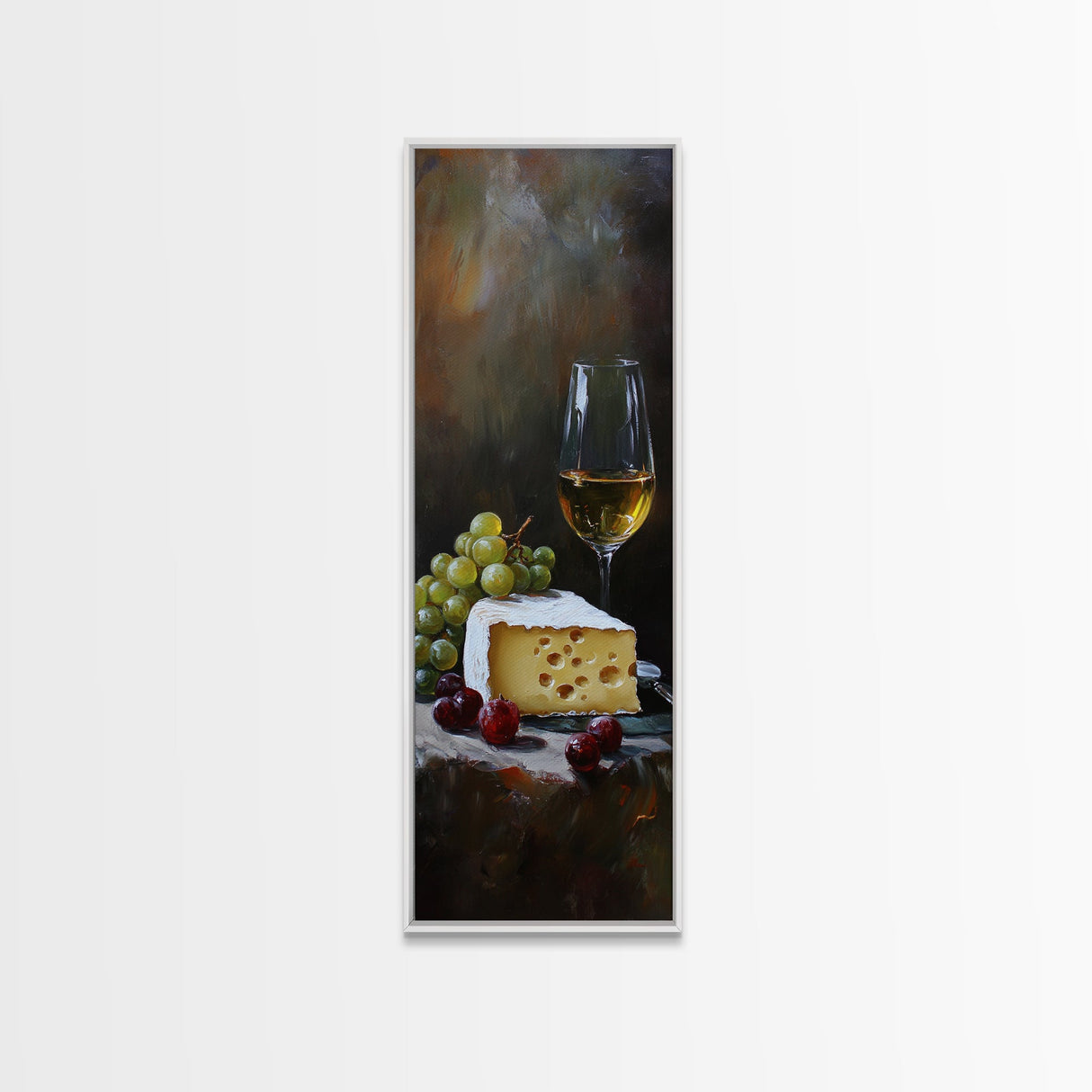 Framed Canvas Print Cheese and Wine Kitchen Art Farmhouse Decor Food Review Wall Art Culinary Kitchen Print