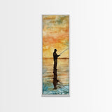 Framed Canvas Print Fishing Silhouette Art Above Sofa Art Southwest Wall Art Gift Idea Living Room Art Nature Lover's Unique Home Decor