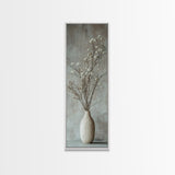 Framed Canvas Print Tall Skinny Art with Rustic Wildflower Painting, Botanical Wall Art, Wabi Sabi Art, Living Room Decor, Gift Idea Her