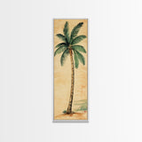 Framed Canvas Print Tall Skinny Palm Tree Art Nautical Coastal Decor, Beach-Inspired Tropical Wall Art, Guest Room Art, Gift Idea Her