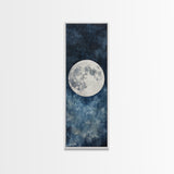 Framed Canvas Print Majestic Moon on Dark Sky, Coastal Inspired Wall Art, Nautical Home Decor, Large Wall Art Above Sofa Gift Him
