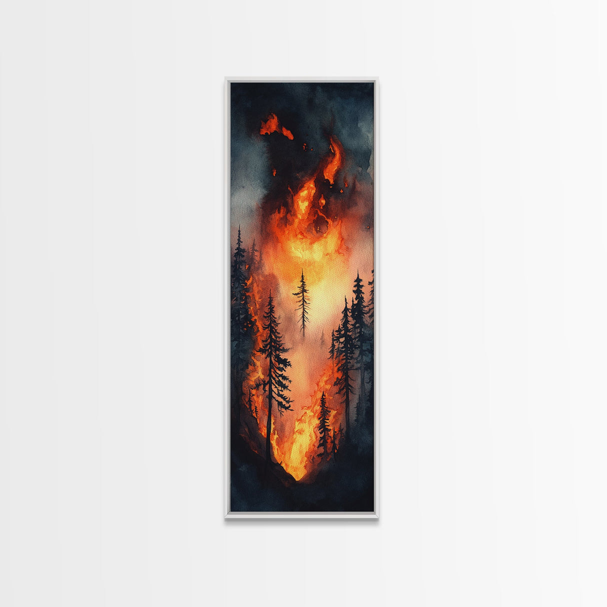 Serene Deer by Lake Canvas Print – Forest Scene, Deer Drinking Water, Rustic Wall Art, Landscape Painting, Living Room Art, Above Sofa Wall Art