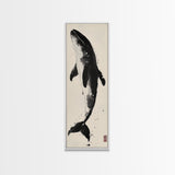 Majestic Humpback Whale in Striking Monochrome Ink Style – Sophisticated Canvas Print for Marine Life Enthusiasts and Nautical Wall Decor