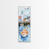 Tranquil Coastal Village with Seagulls Painting - Canvas Print for Nautical Wall Art, Coastal Scene Decor, Ocean-Inspired Art, Harbor Home Decor