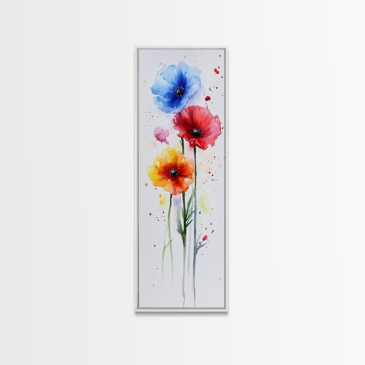 Bold Watercolor Poppy Art - Framed Canvas Print Showcasing Vibrant Flower Composition in Artistic Minimalist Style
