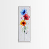 Bold Watercolor Poppy Art - Framed Canvas Print Showcasing Vibrant Flower Composition in Artistic Minimalist Style