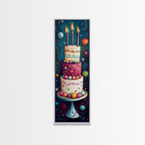 Cute Painting Print of a Birthday Cake - Framed Canvas - Preppy Dorm Room Decor - Wedding Decor - Birthday Cake Wall Art - Kitchen Decor