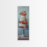 Wedding Decor Painting Print of a Wedding Cake - Framed Canvas Print - Wedding Decorations - Wedding Art - Tall Skinny Wall Art - Narrow Art