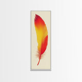 Red and Orange Feather Painting Print - Boho Wall Art - Framed Canvas Print - Tall Skinny Art - Minimalist Home Decor - Rustic Decor