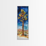 Joshua Tree Under a Starry Night Sky, Framed Canvas Print, Watercolor Landscape Painting Print, Southwestern Wall Art, Farmhouse Painting