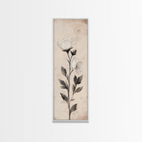 Sketch of a Flower Canvas Print, Wood Framed Wall Art, Flower Painting, Flower Decor, Floral Botanical Wall Art, Flower Print Narrow Art