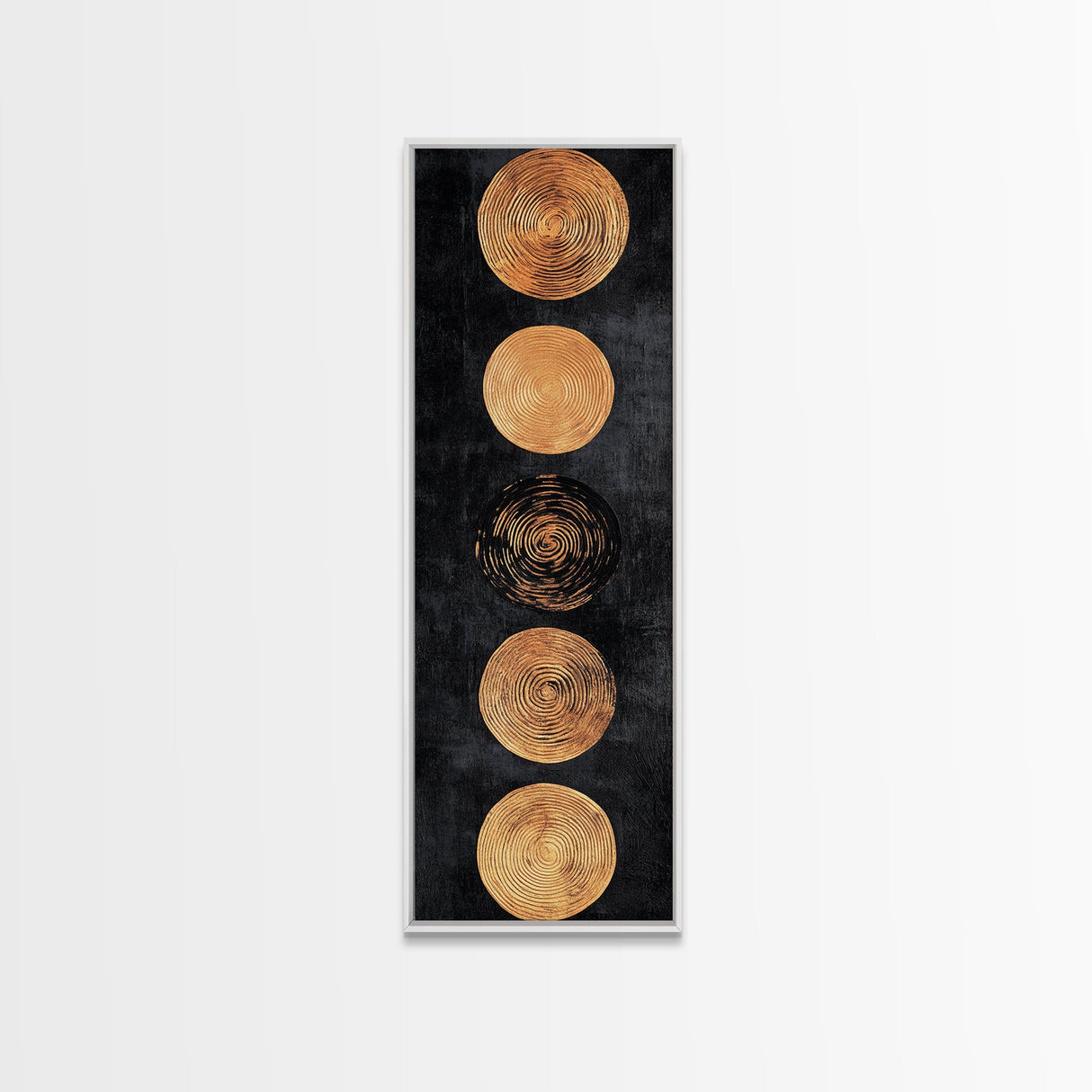 Canvas Print of Gold and Black Sacred Geometry Art, Moroccan Wall Art, Mosaic Style Decor, Tall Narrow Art, Skinny Wall Art, Living Room Art