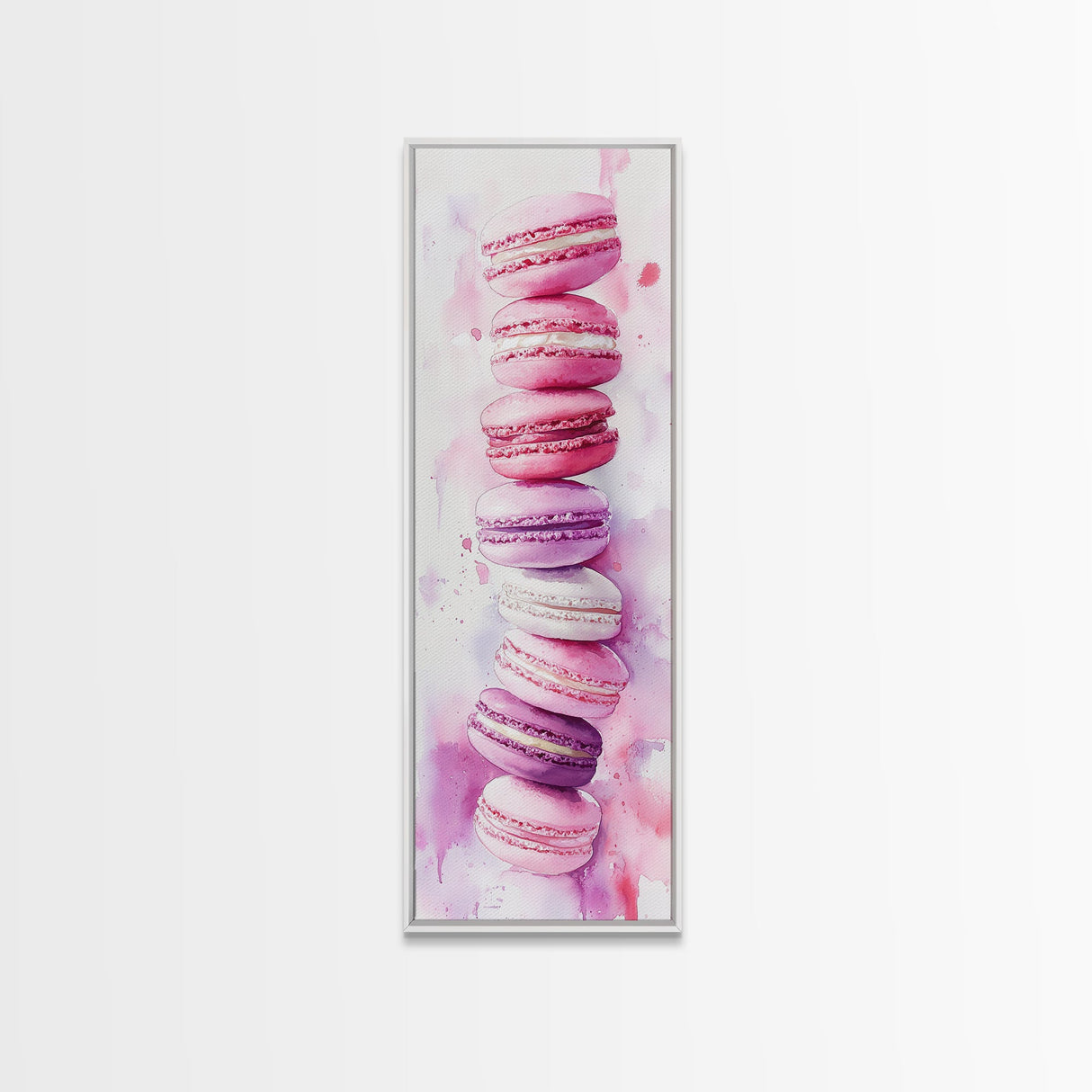 Macaron Art Canvas Print Food Review Kitchen Art Pink Orange Wall Art Whimsical Art Dessert Painting Gift Idea Kitchen Rustic