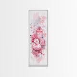Elegant Perfume Bottles Framed Canvas Print Pink Abstract Art Wabi Sabi Decor Light Pink Bedroom Artwork Feminine Minimalist Wall Art