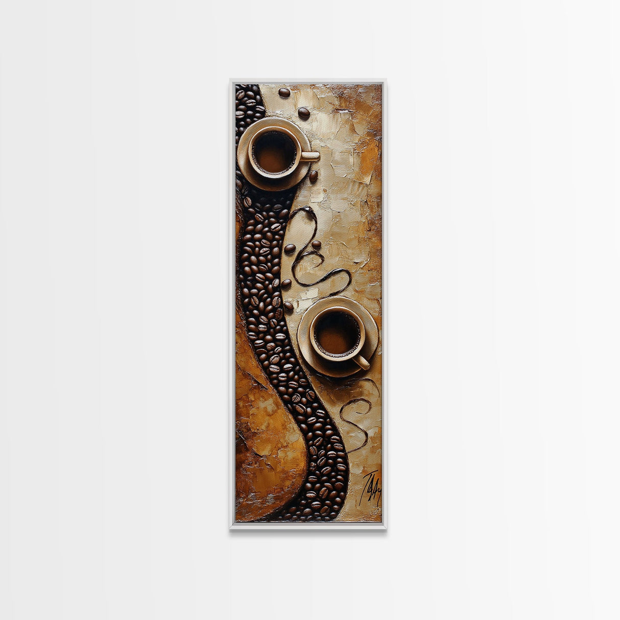 Rustic Coffee Art Framed Canvas Print Espresso Martini Kitchen Wall Art Farmhouse Coffee Lover Decor Long Narrow Rustic Art