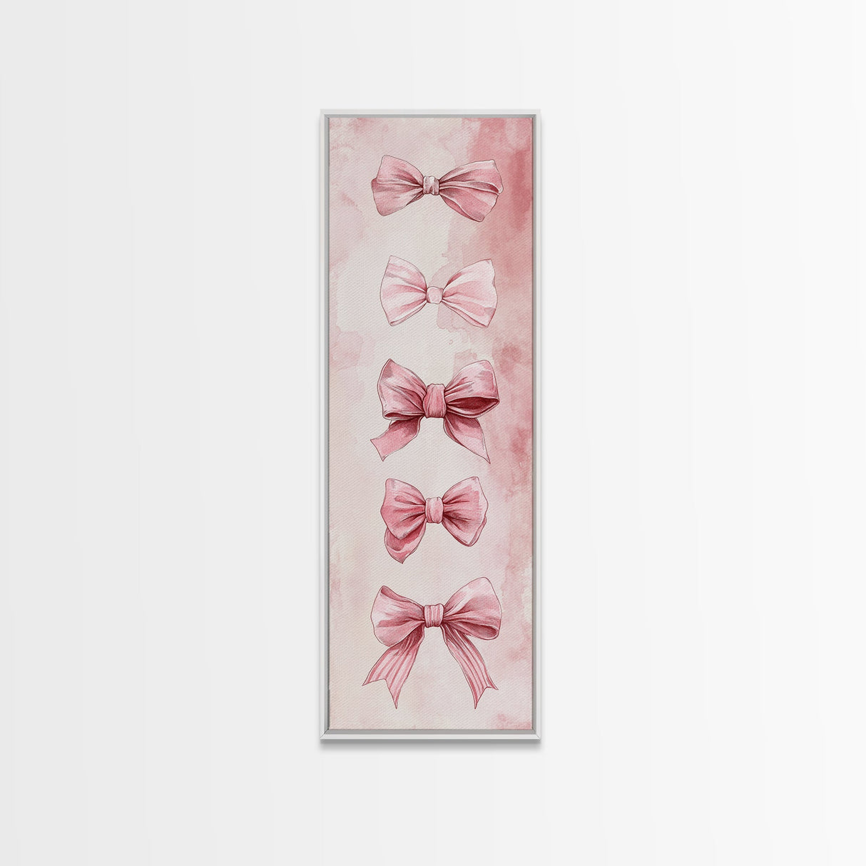 Bow Illustration Canvas Print Pink Whimsical Art Light Abstract Wall Art Vertical Art Feminine Gift Idea Bedroom Rustic Dorm Decor