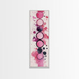 Makeup Palette Canvas Print, modern pink abstract art with splatter design, bold vertical wall art, unique wabi sabi minimalist print.