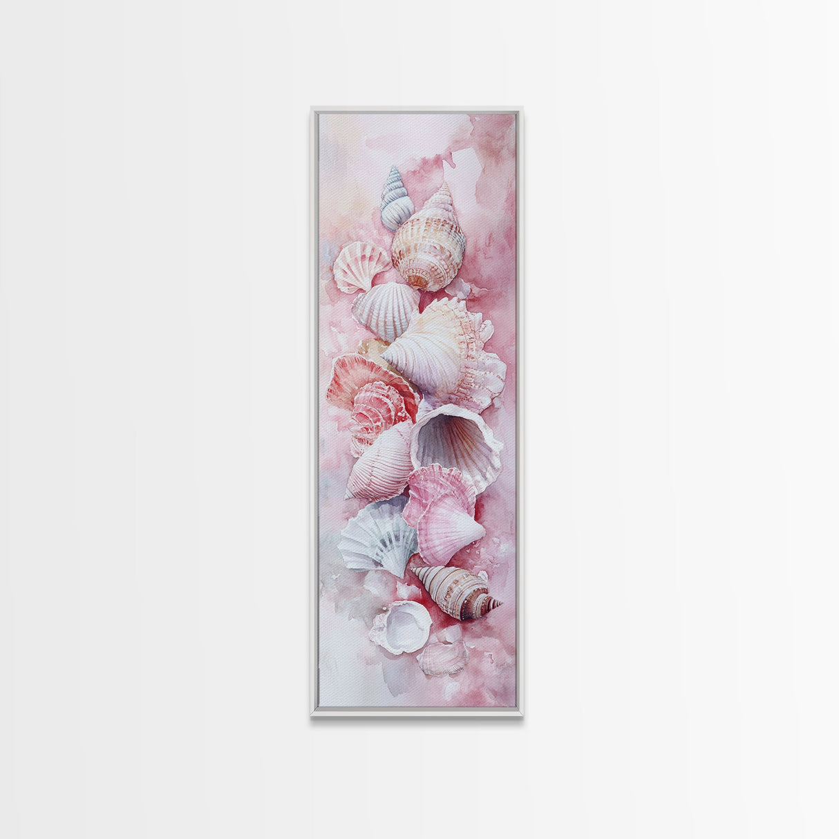 Coastal Seashell Painting Framed Canvas Print Featuring Nautical Decor Perfect Beach House Coastal Landscape Wall Art Theme