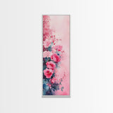 Romantic Rose Painting Framed Canvas Print with Light Pink Wall Art Featuring Cherry Blossom Details and Cozy Bedroom Decor Accents