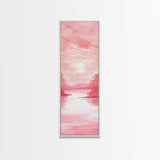 Serene Sunset Landscape Painting Framed Canvas Print with Light Pink Tones for Calm Living Room Art or Above Sofa Wall Decoration