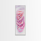 Pastel Beads Canvas Print - Whimsical Tall Narrow Art, Pink Pearl Inspired Jewelry Painting, Vertical Art for Boho Bedroom