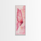 Butterfly Side View Framed Canvas Print Pink Wall Art Light Pink Wall Art Vertical Wall Art Rustic Decor Above Couch Art