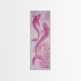 Koi Fish Painting Framed Canvas Print Light Pink Wall Art Long Narrow Wall Art Bedroom Art Above Bed Art Gift Idea Living Room Art