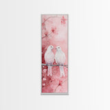 Lovebirds Canvas Print Cherry Blossom Pink Art Romantic Wall Decor Feminine Aesthetic Whimsical Gift Idea Bedroom Art