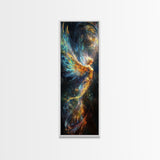 Ethereal Golden Angel Framed Canvas Print with Starlit Background, Angel Art Prints, Boho Art, Bedroom Art, Living Room Art, Vertical Wall Art