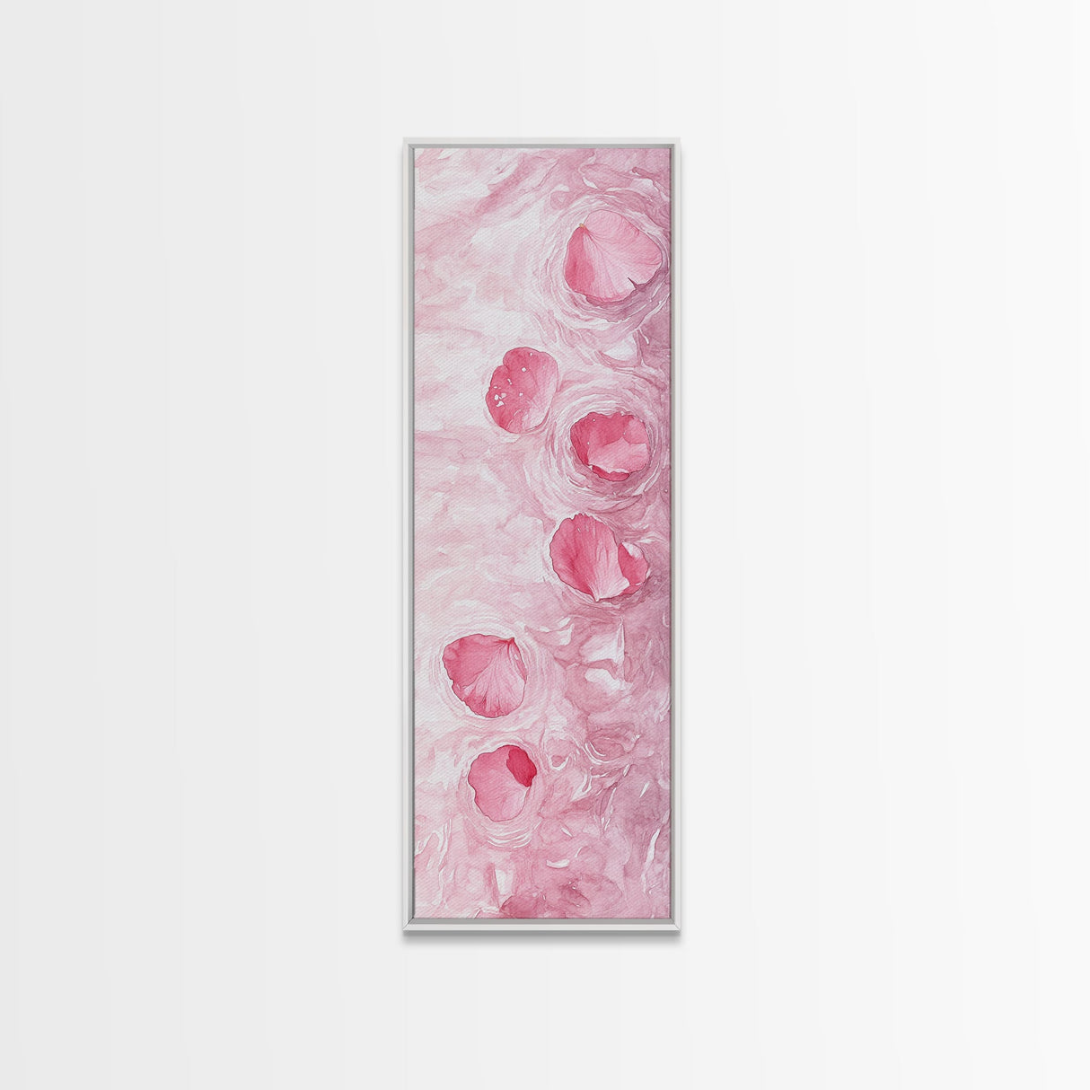 Floating Rose Petals in Water Canvas Print, Light Pink Wall Art, Botanical Nature Decor, Whimsical Aesthetic Bedroom or Living Room Art