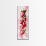 Vibrant Strawberry Art Framed Canvas Print Rustic Farmhouse Decor Fruit of the Spirit Wall Art Skinny Wall Art Kitchen Art Decor