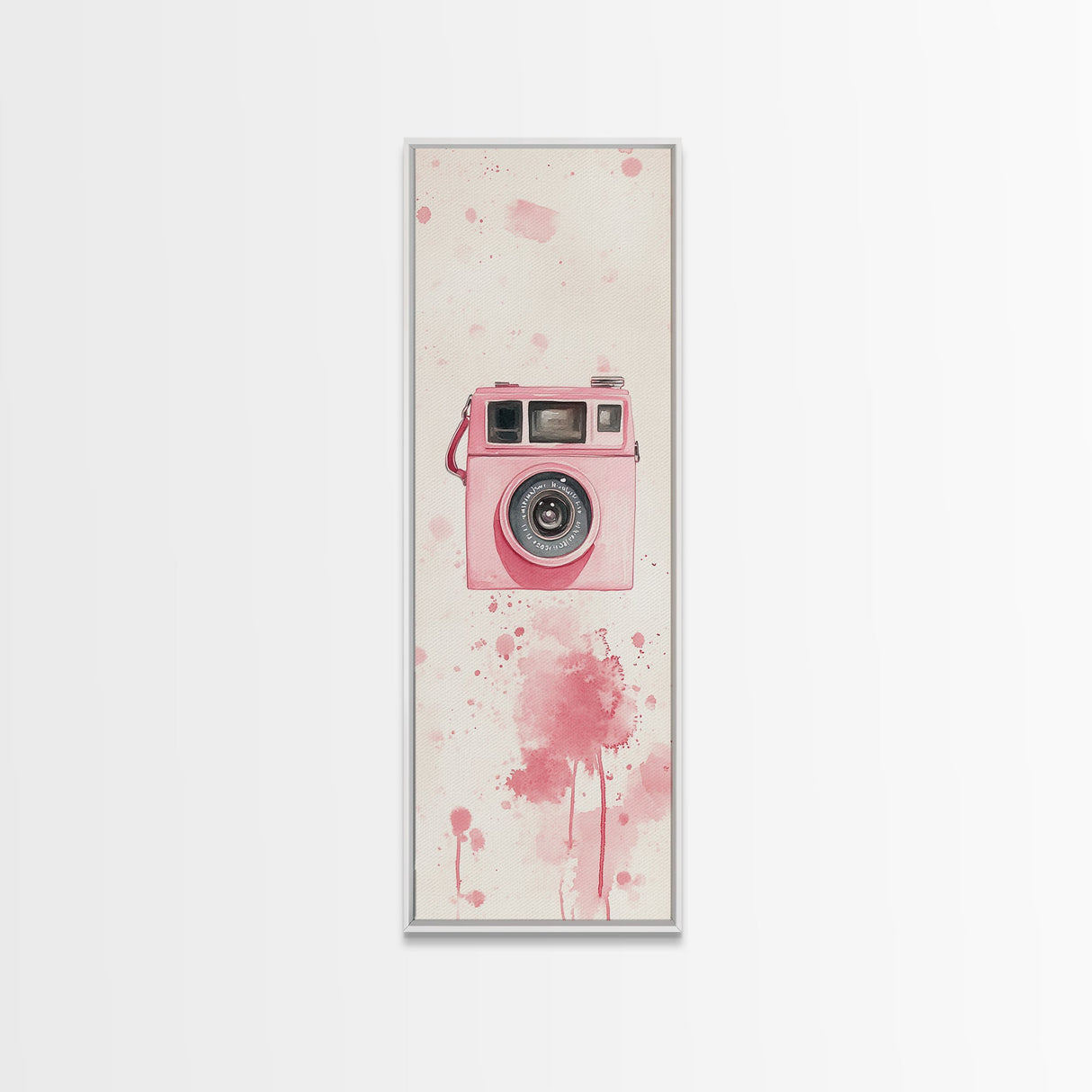 Retro Pink Camera Canvas Print Whimsical Wall Art Photography Lover Gift Living Room Art Vertical Pink Abstract Minimalist