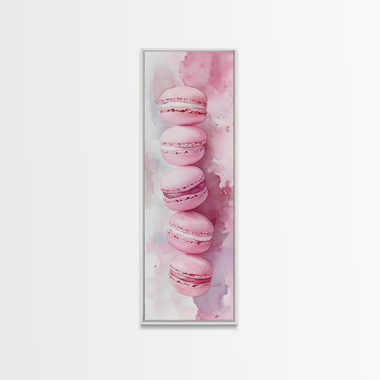 French Macaron Illustration Framed Canvas Print Pastel Kitchen Wall Art Food Art Rustic Decor Gift Idea Kitchen Home Accent Art
