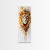 Majestic Lion Portrait Framed Canvas Print Featuring Bold African Art Style, Perfect for Rustic or Wildlife-Inspired Interiors