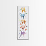 Artistic Dental Canvas Print Featuring Colorful Watercolor Teeth, Whimsical Dental Office Wall Art, Gift Idea for Dentists