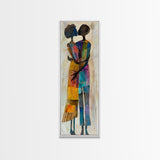 Afrocentric Couple Dancing Framed Canvas Print Colorful Abstract Painting Black Love Home Decor Tall Narrow Art Gift Idea