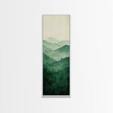 Smoky Mountain Layers Framed Canvas Print Serene Landscape Painting Green Nature Scene Above Sofa Art Living Room Decor