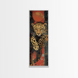 Striking Leopard Canvas Print with Abstract Background, Bold Wild Cat Wall Art, Ideal for Rustic Decor and Living Room Accent