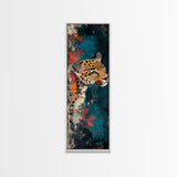 Leopard Wall Art Framed Canvas Print Featuring Elegant and Colorful Design, Perfect Vertical Boho Home Decor Accent Piece